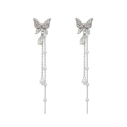 Sparkling Butterfly Stone Drop Earrings