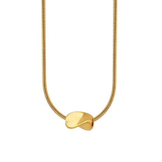 Snake Chain Gold Pebble Pendant Necklace