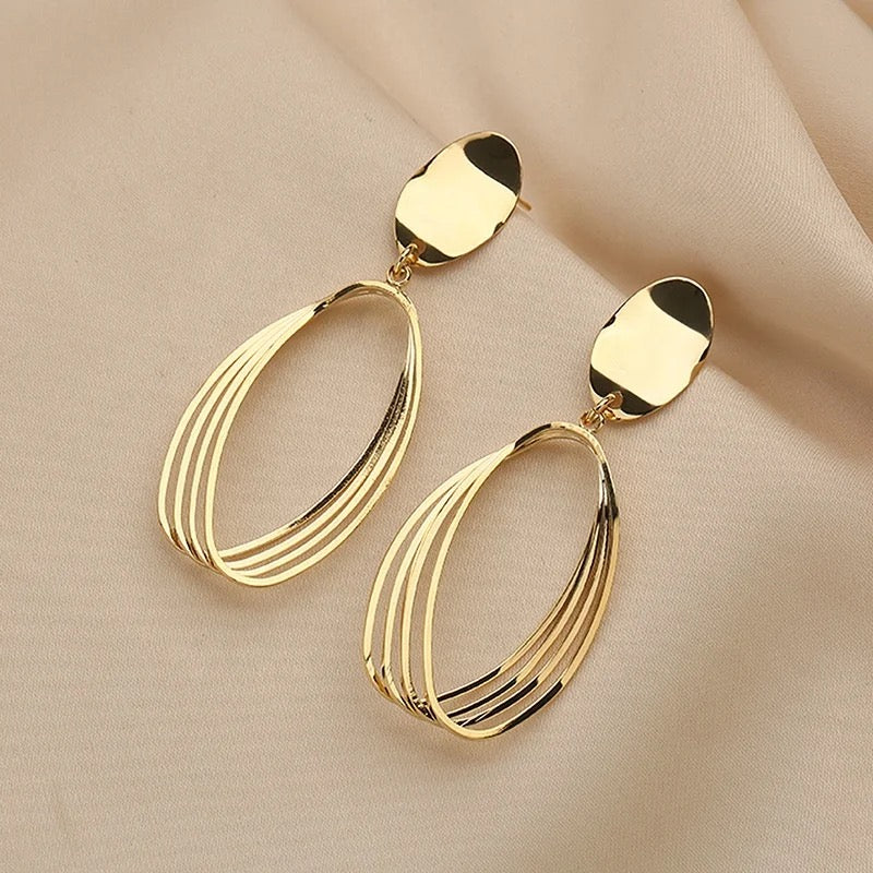 Twisted Gold Strips Drop Earrings