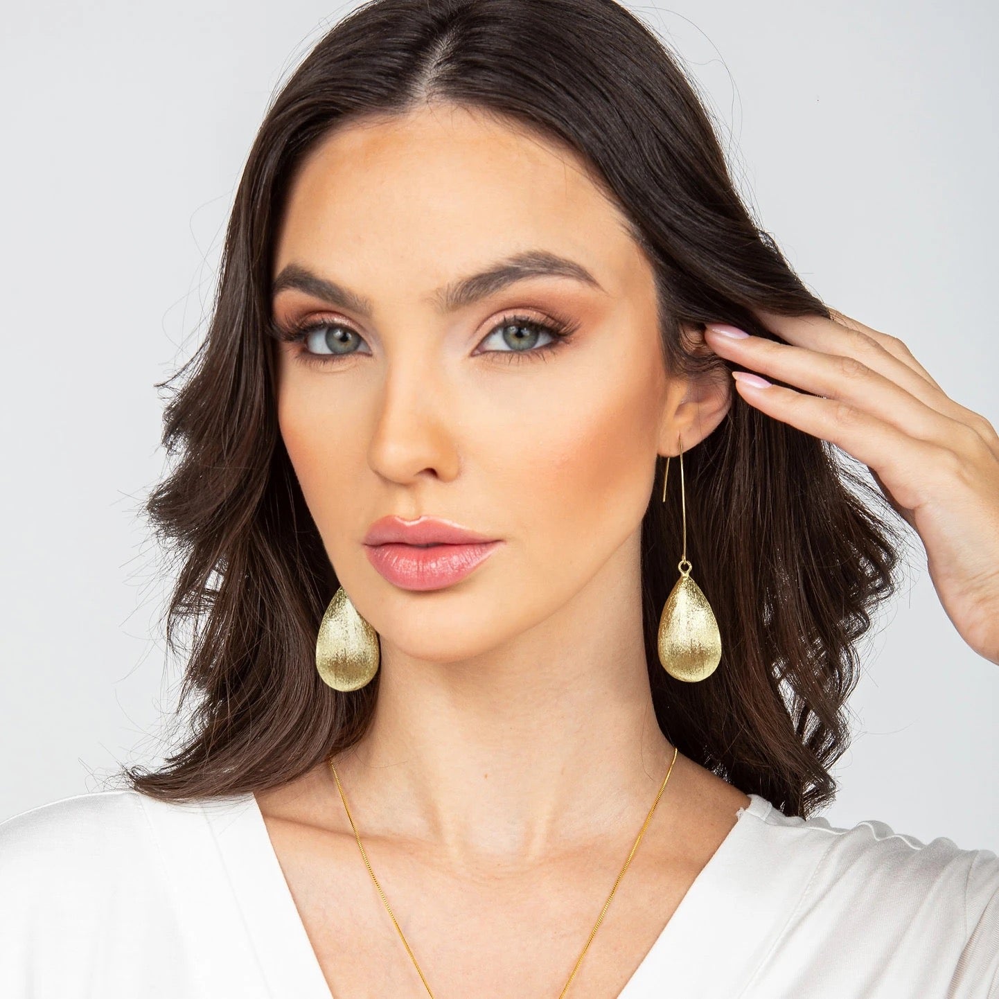 Big Oval golden Drop Earrings