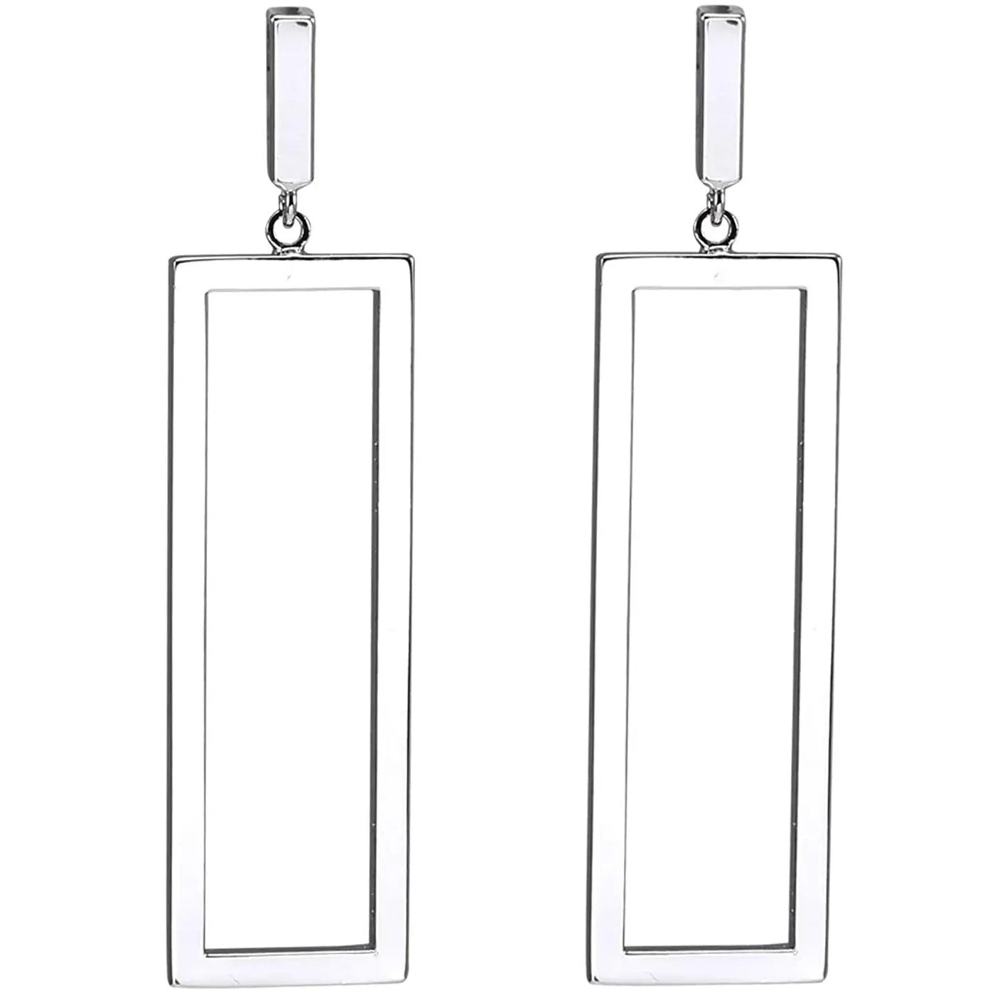 Open Rectangle Gold and Silver Drop Earrings