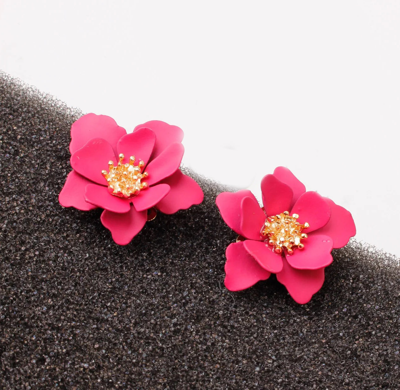 Pink Multi Leaves Floral Stud Earrings