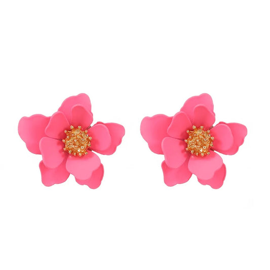 Pink Multi Leaves Floral Stud Earrings