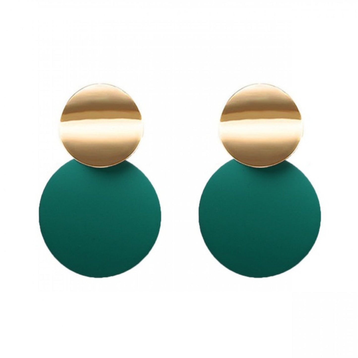 Green Curvy Plated Gold Drop Earrings