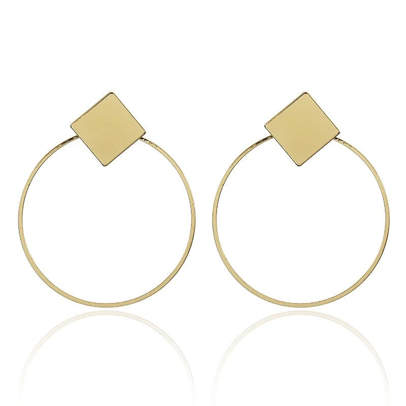 Big Circle Gold Hoops Earrings