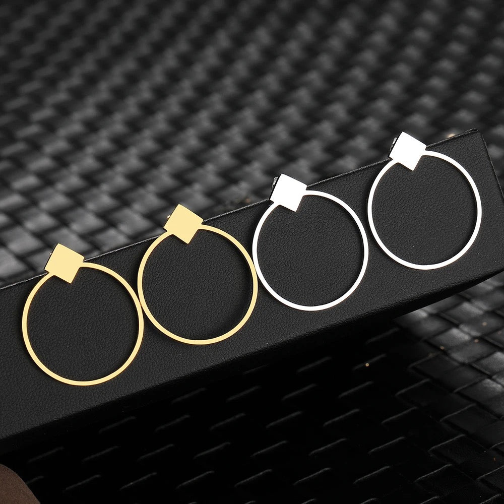 Big Circle Gold Hoops Earrings