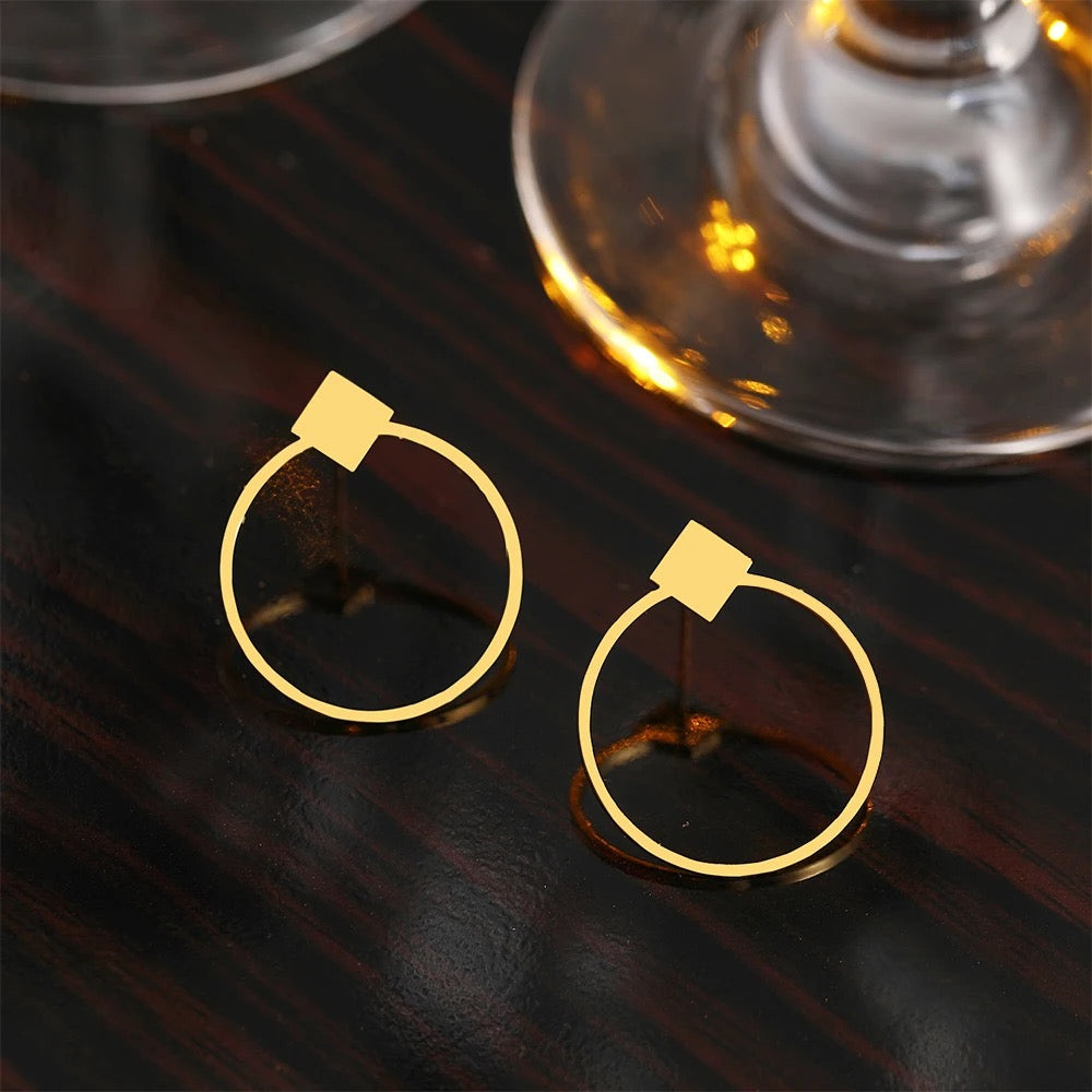 Big Circle Gold Hoops Earrings