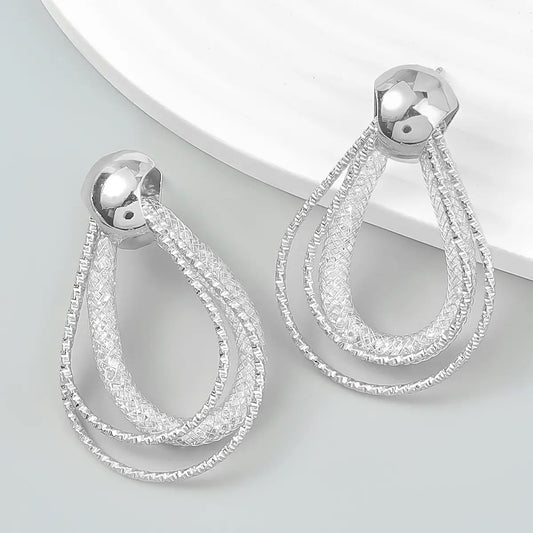 Silver Multi Open Shapes Hoop Earrings