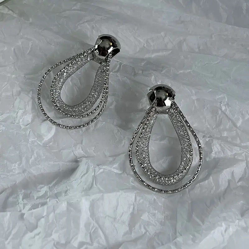 Silver Multi Open Shapes Hoop Earrings