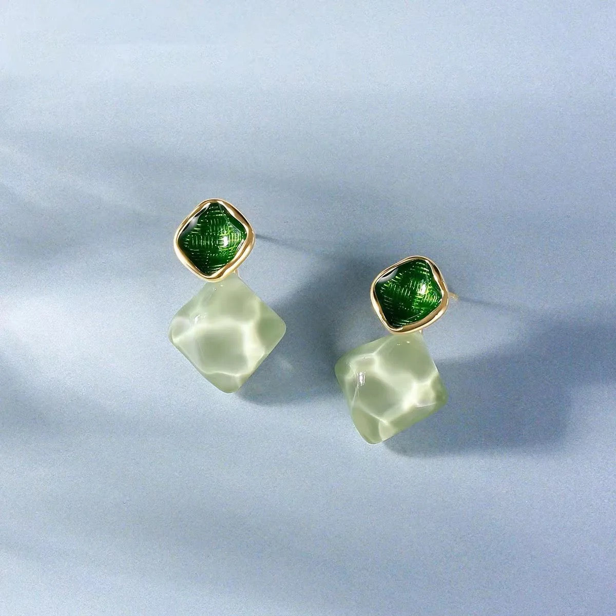 Emerald Crystal Stone Drop Earrings