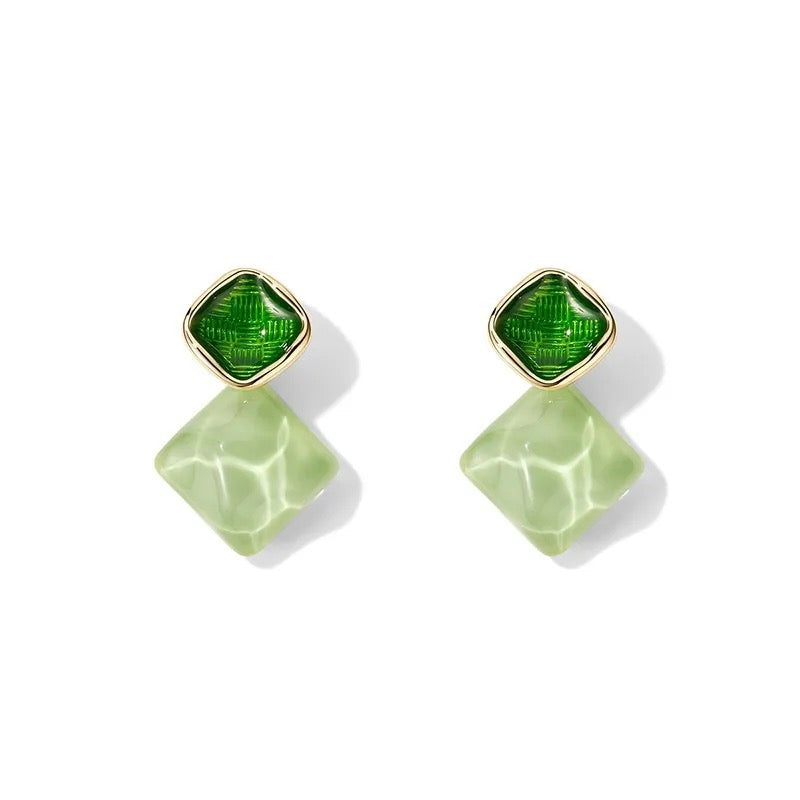 Emerald Crystal Stone Drop Earrings