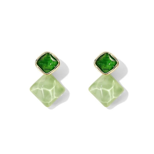 Emerald Crystal Stone Drop Earrings