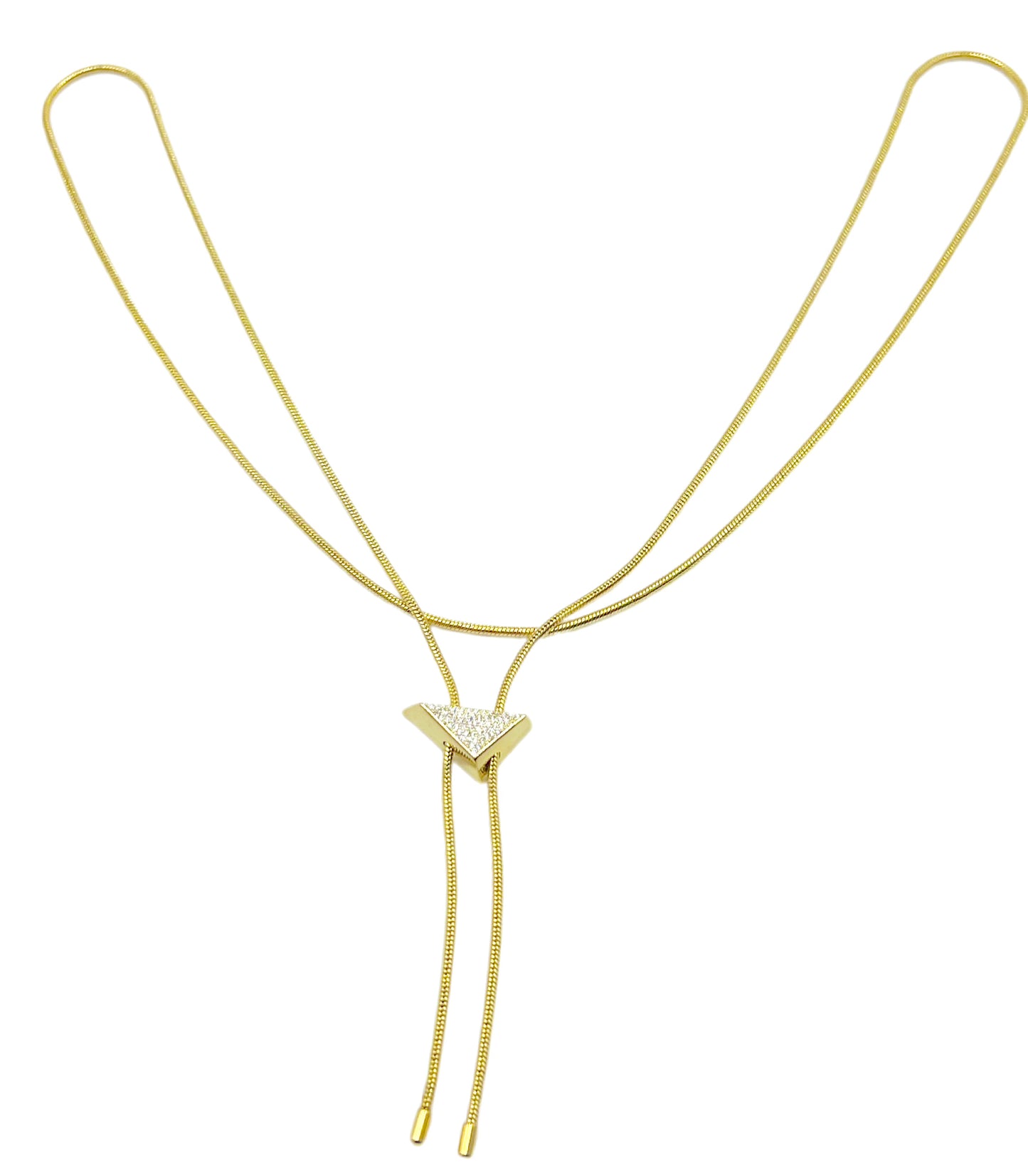 Gold Plated Tringle Zircon Pendant Necklace