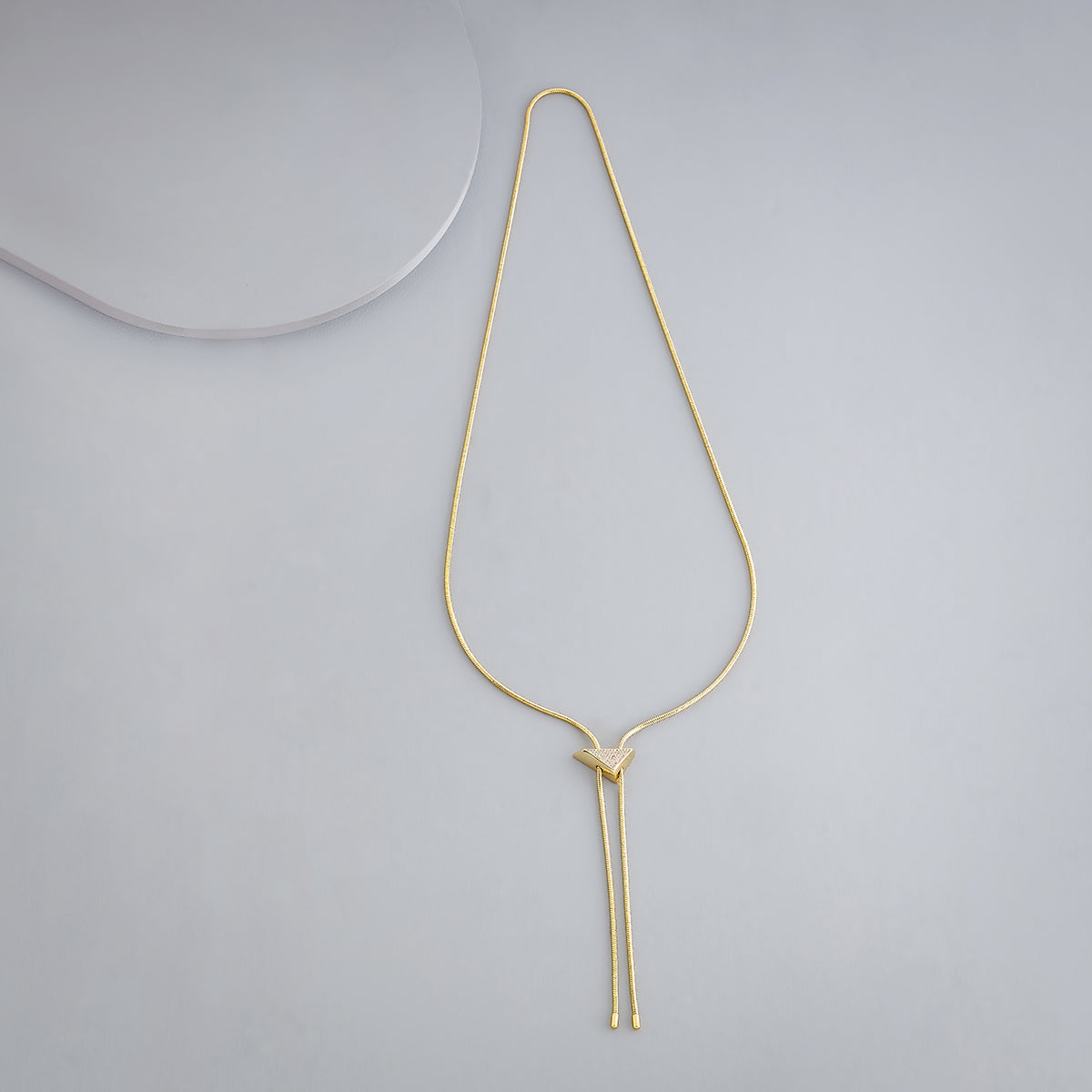 Gold Plated Tringle Zircon Pendant Necklace