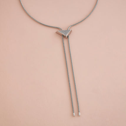 Silver Triangle Zircon Pendant Necklace