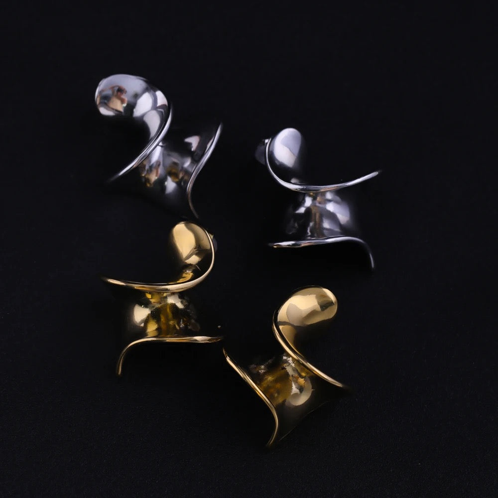 Twisted Silver and Gold Stud Earrings