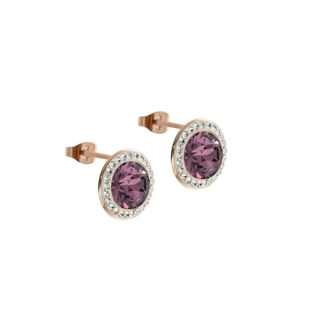 Vintage Purple Zircon Embedded Stud Earrings