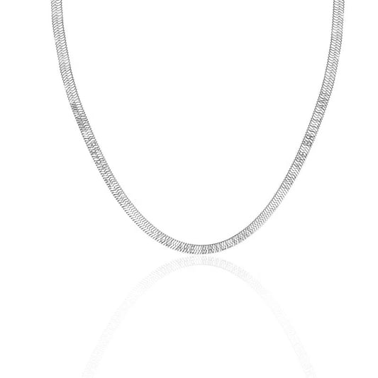 Silver flat snake chain necklace