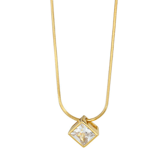 Cubic Dice Crystal Pendant Necklace