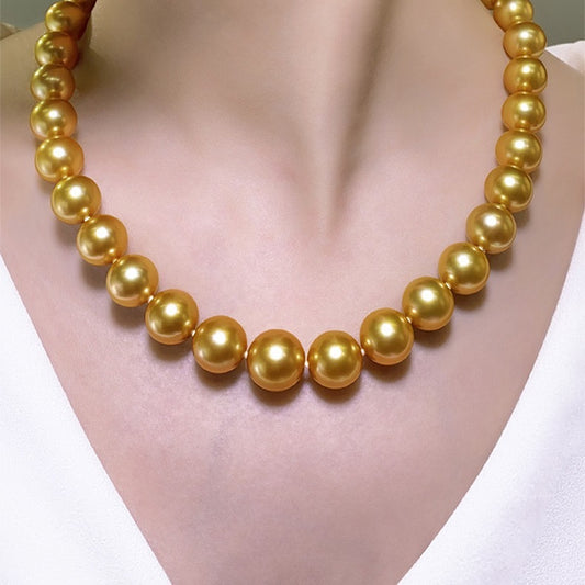 Shiny Gold Pearl Necklace