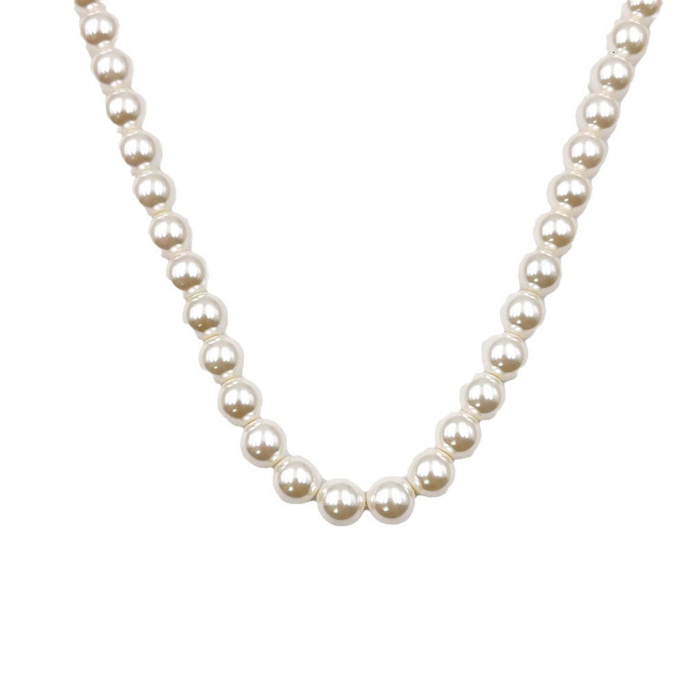 White Pearl Gold Choker Necklace