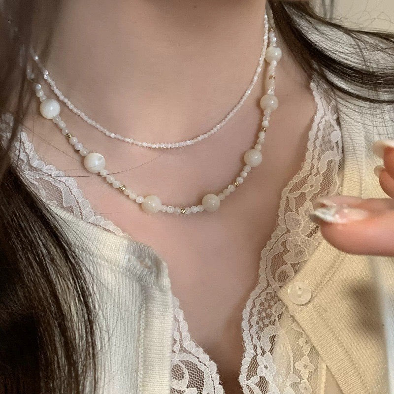 Asymmetrical Creamy Pearl Princess Necklace