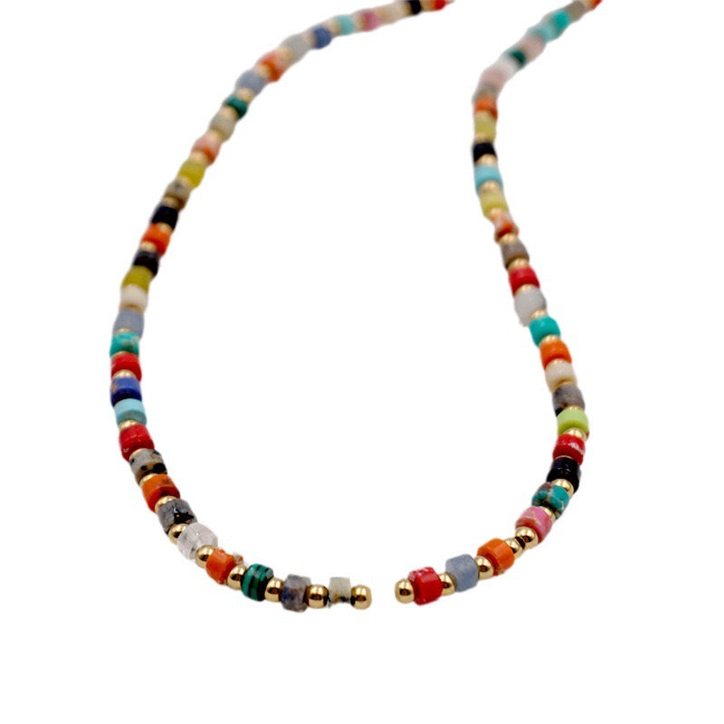 Multi Color Fashion Circle Beaded Necklace