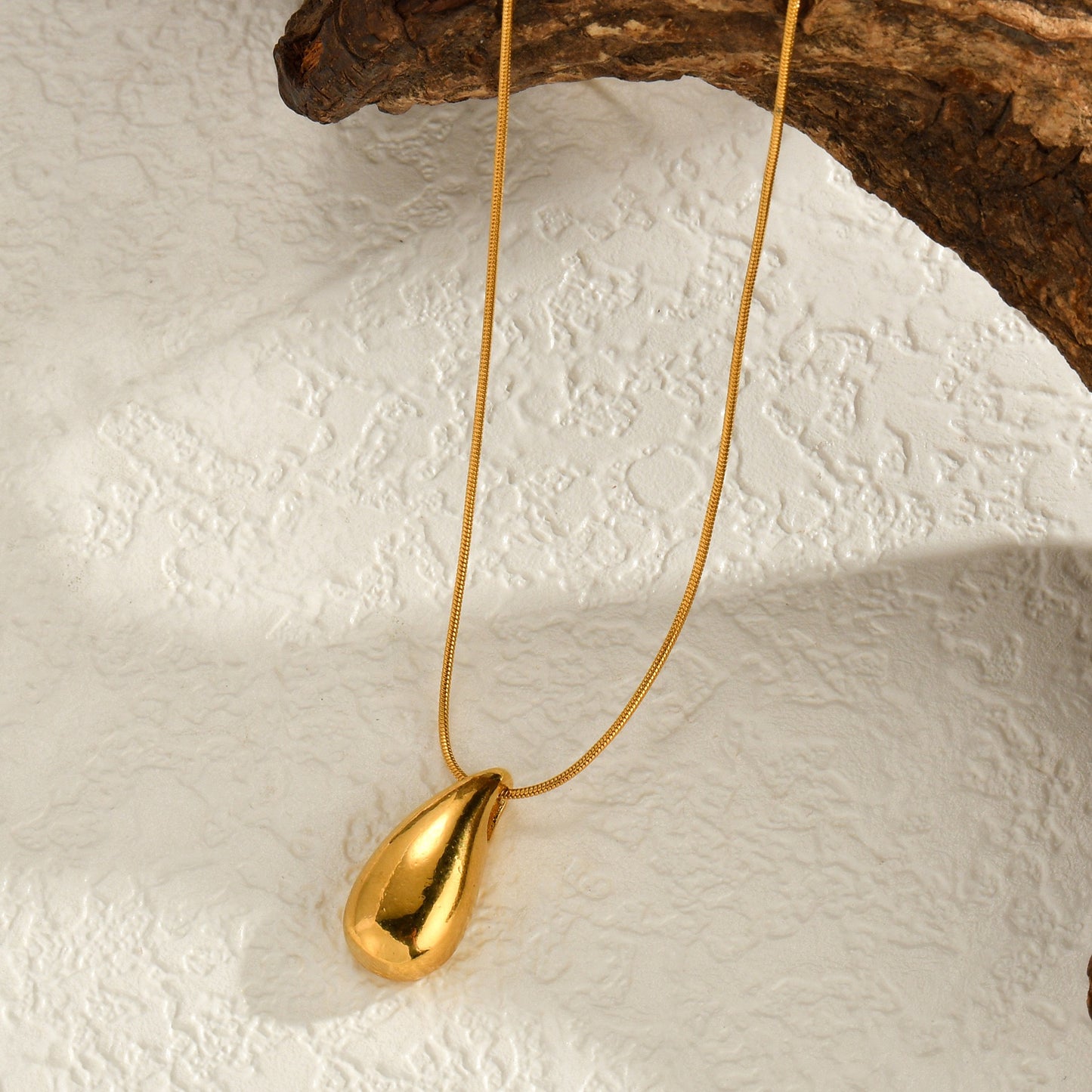 Sterling Silver Rain Drop Gold Plated Pendant Necklace