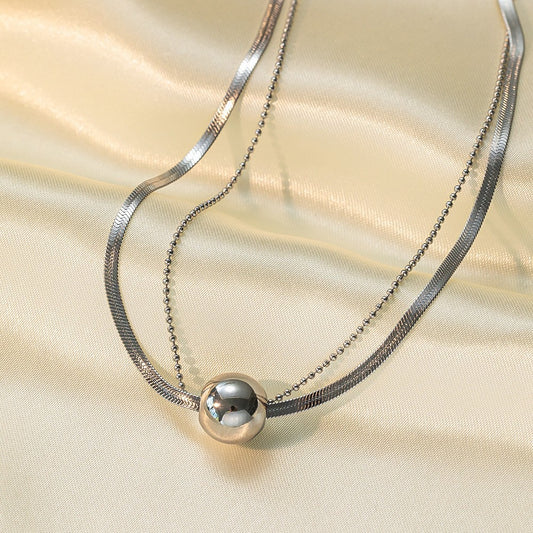 Multi Chain silver Ball Pendant Necklace