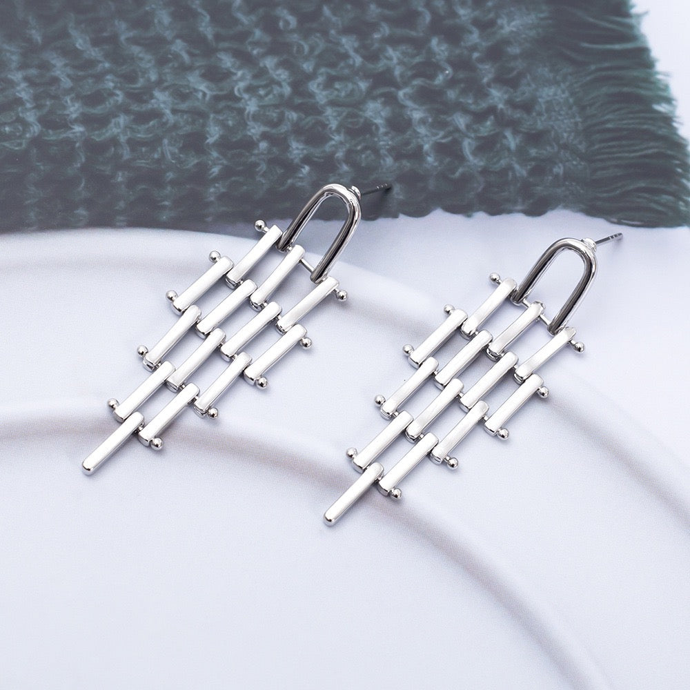 Silver Tree Shaped Drop Earrings