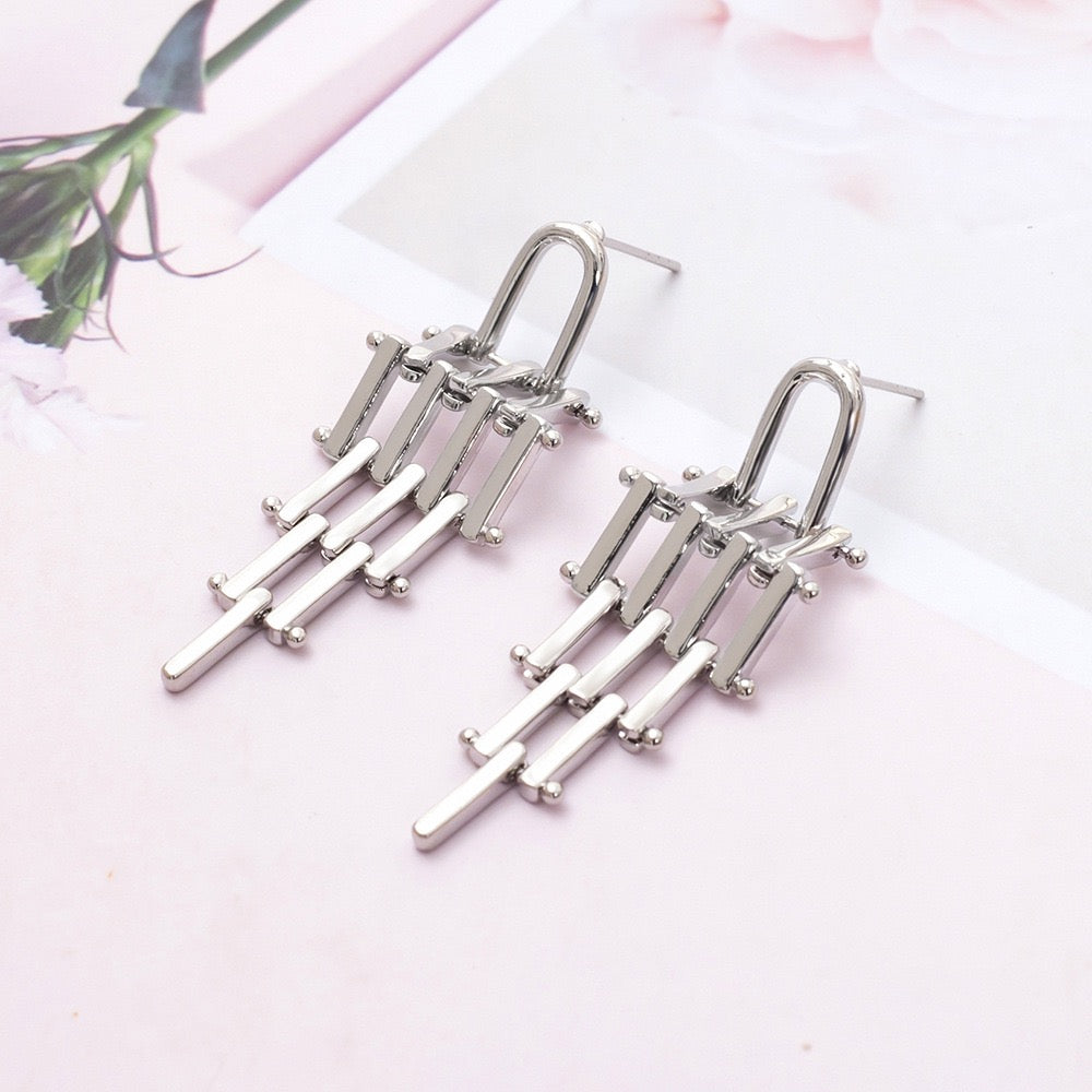 Silver Tree Shaped Drop Earrings