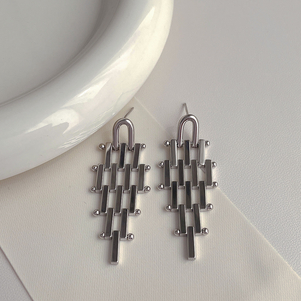 Silver Tree Shaped Drop Earrings