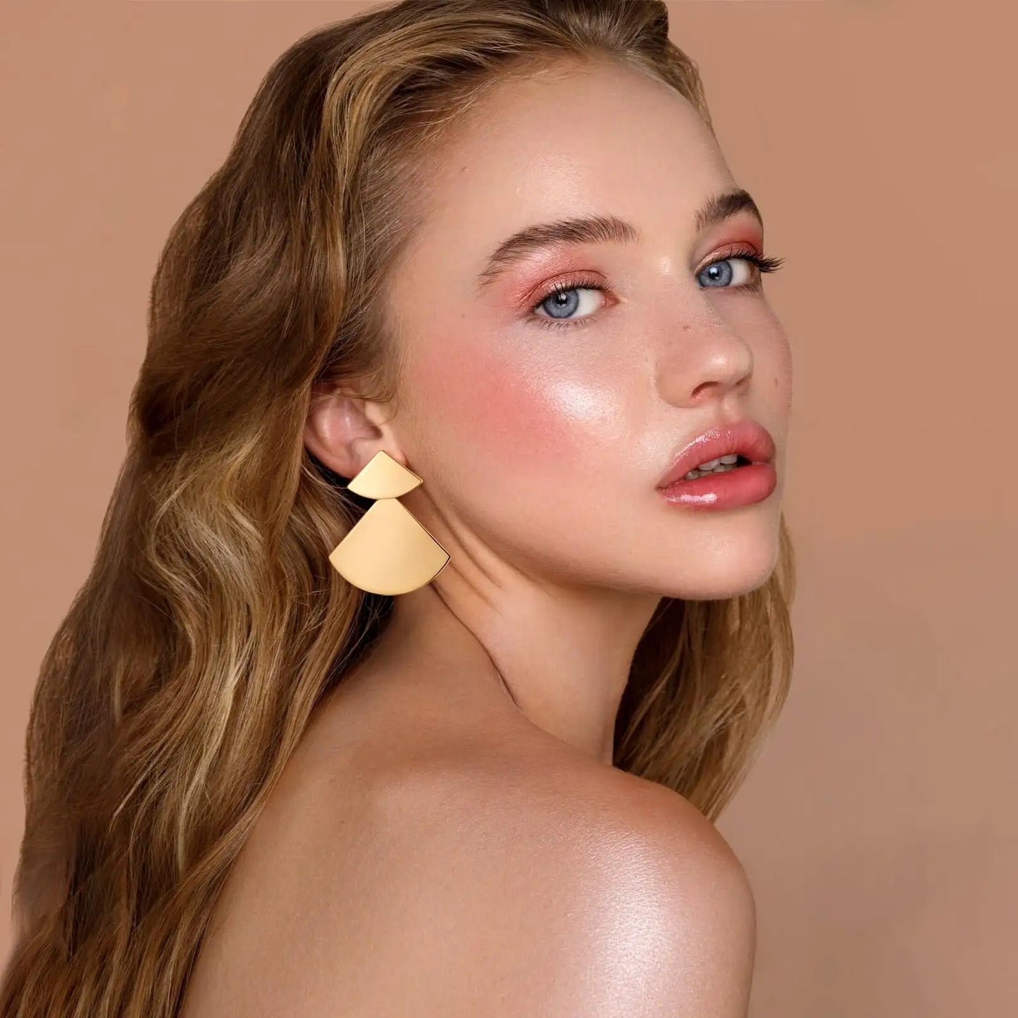 Gold Textured Shell Drop Earrings