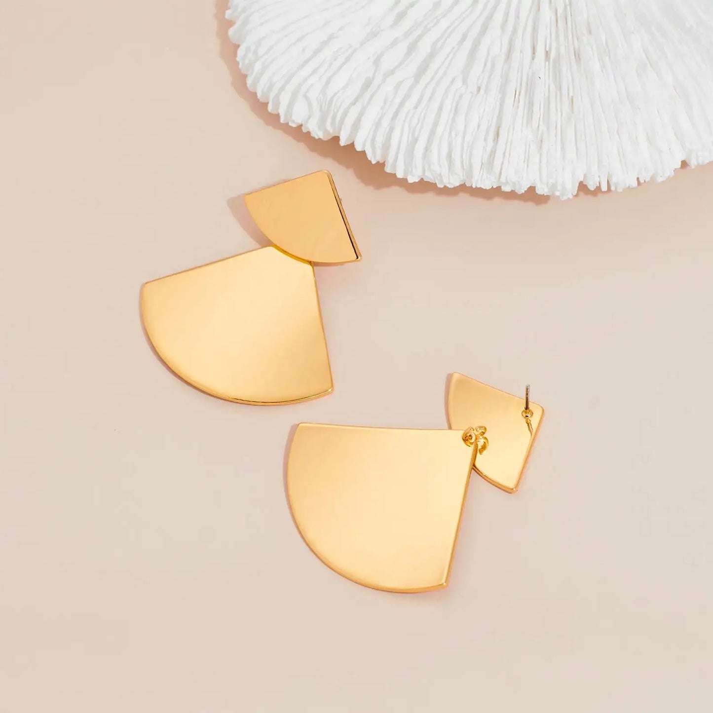 Gold Textured Shell Drop Earrings