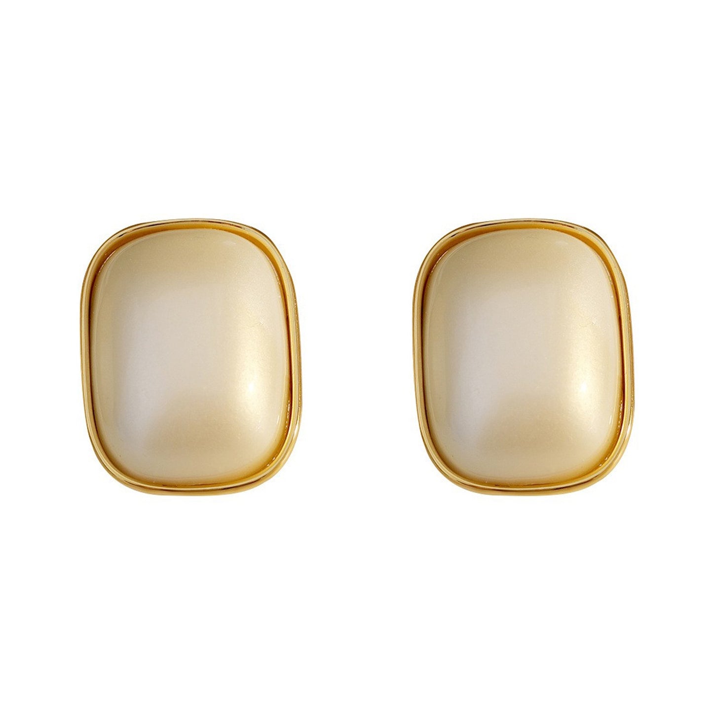 White pearl Gold Layered Stud Earrings