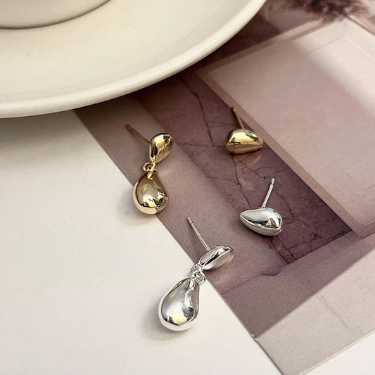 Solid Rain Drops Gold and Silver Drop Earrings