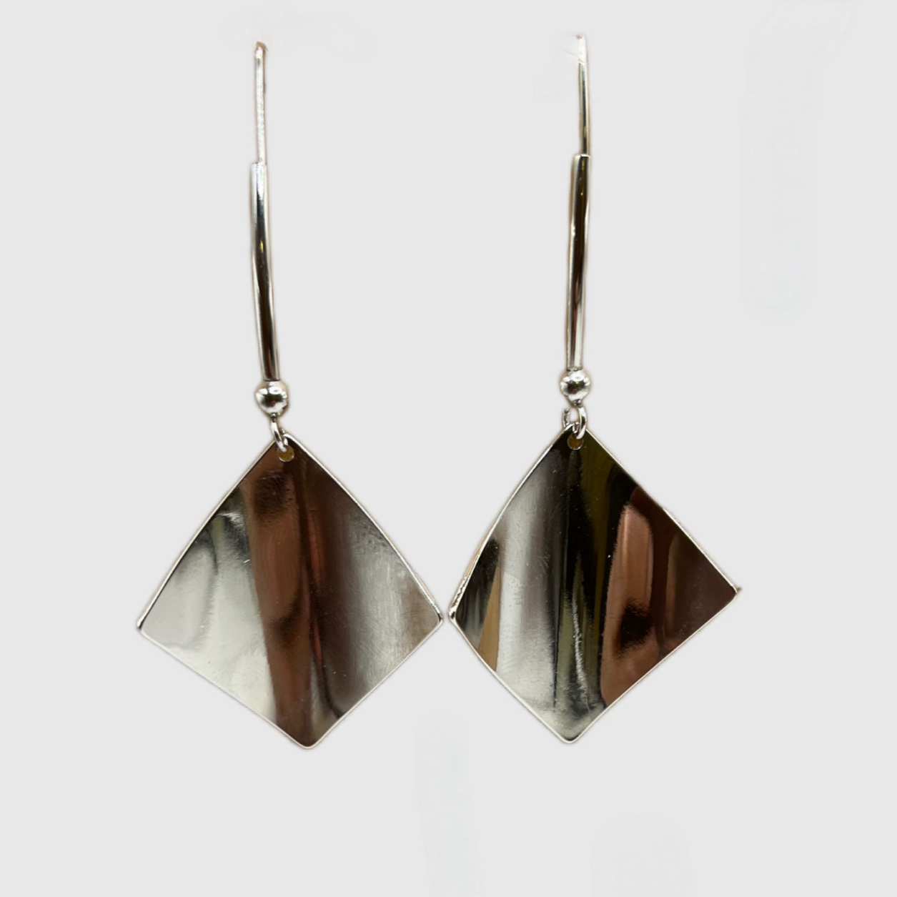 Dented Square Hook Drop Earrings