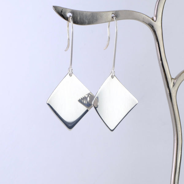 Dented Square Hook Drop Earrings