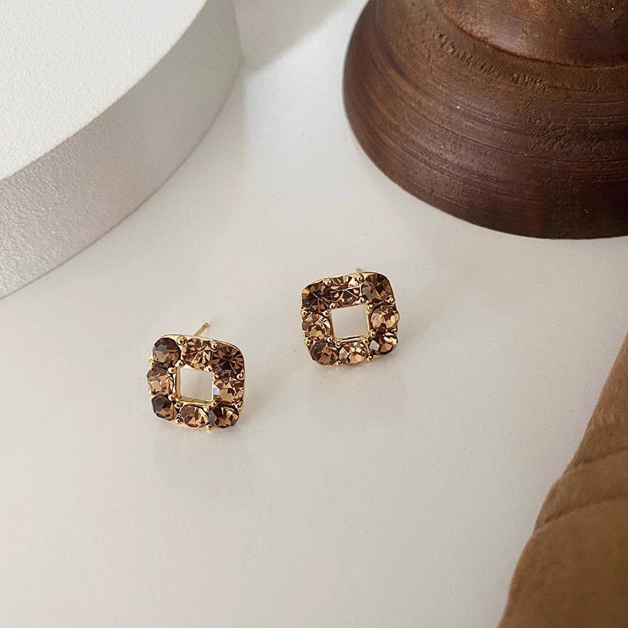 Amber Crystal Stud Earrings