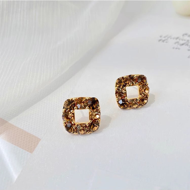 Amber Crystal Stud Earrings