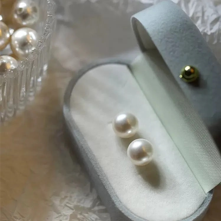 White Pearl Ball Stud Earrings