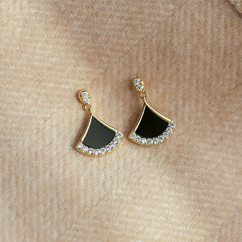 Charming Crystal Glitter Black and Gold Earrings