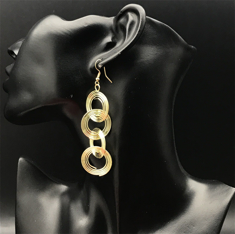 Spiral Loop Gold Drop Earrings