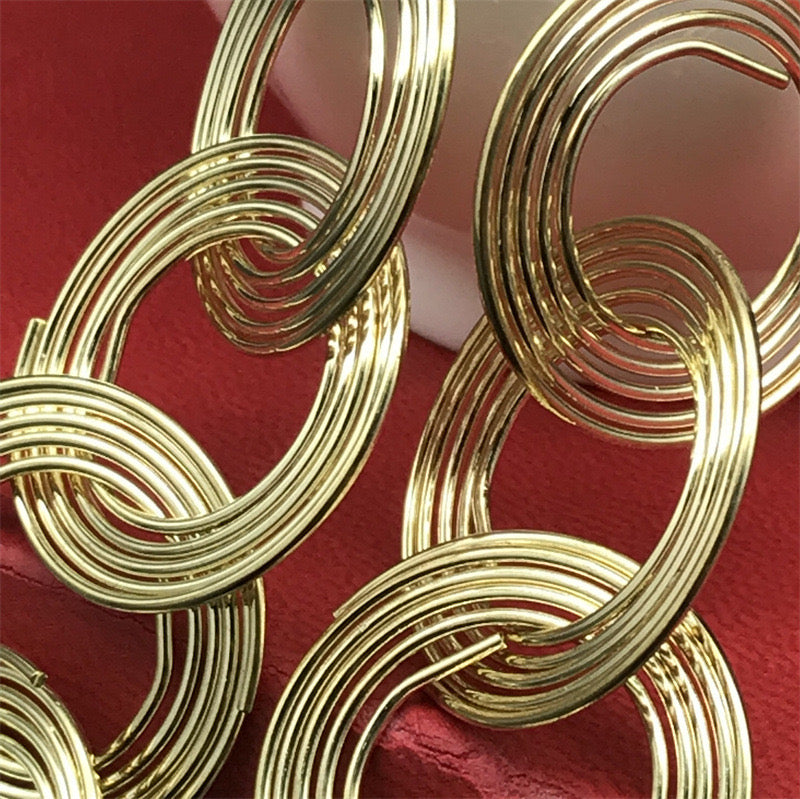 Spiral Loop Gold Drop Earrings