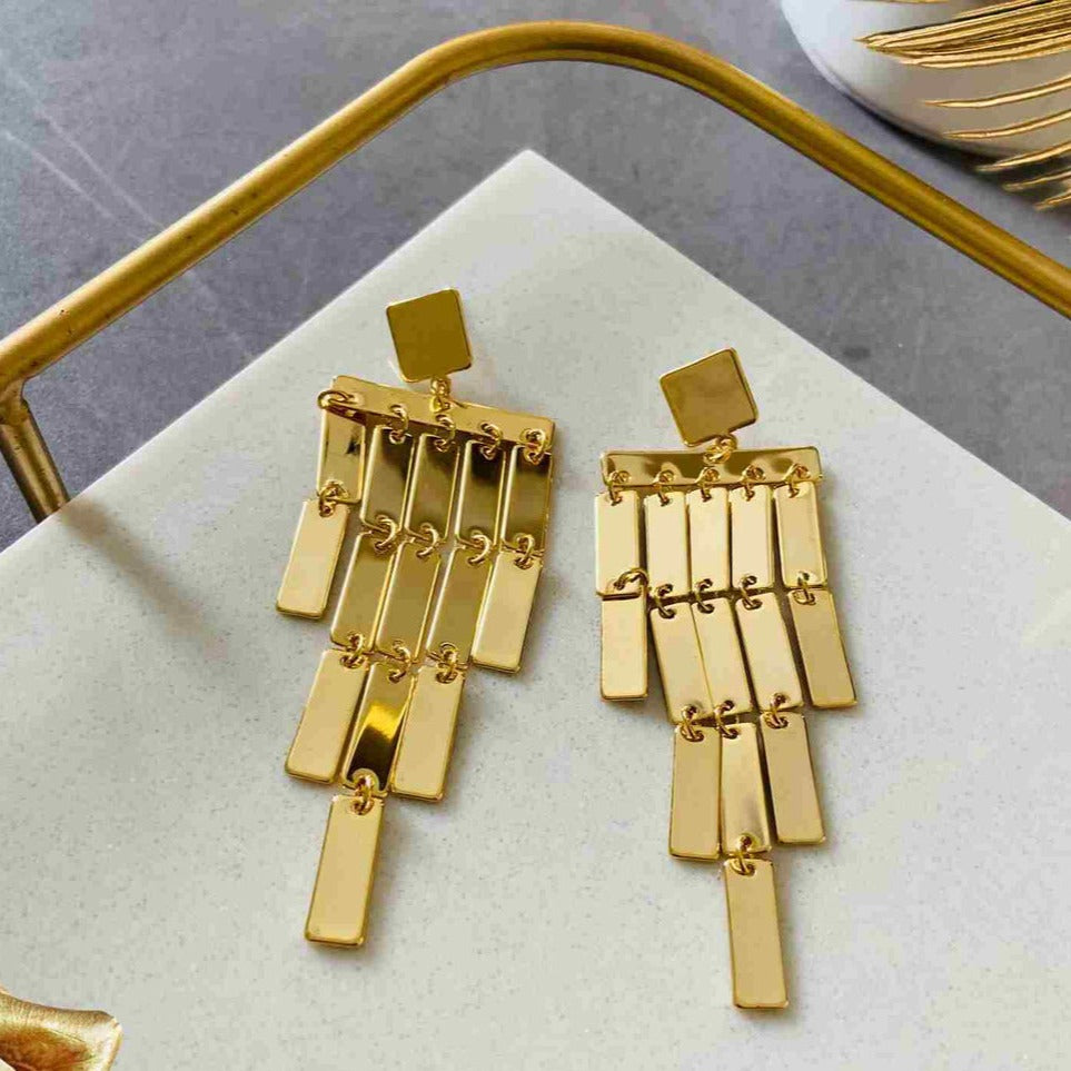 Chunky Waterfall Gold Drop Earrings