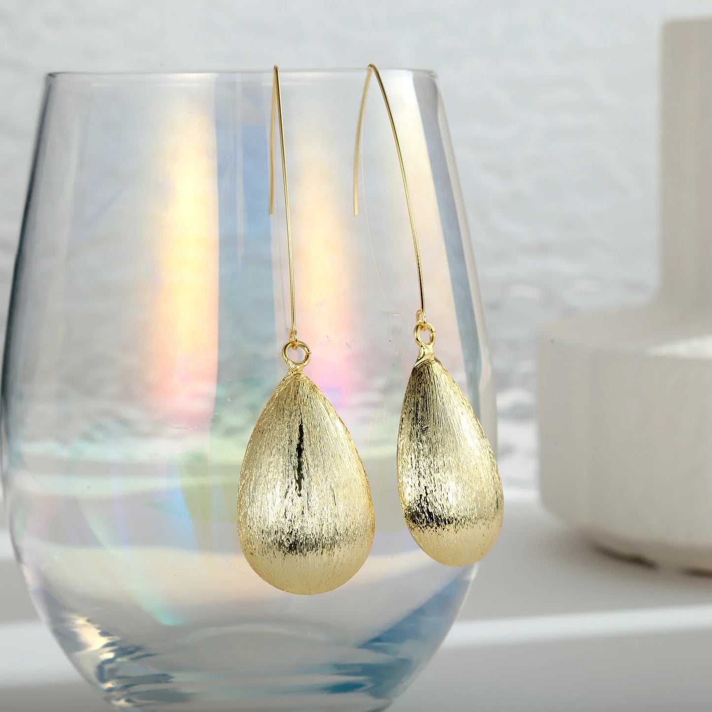 Big Oval golden Drop Earrings