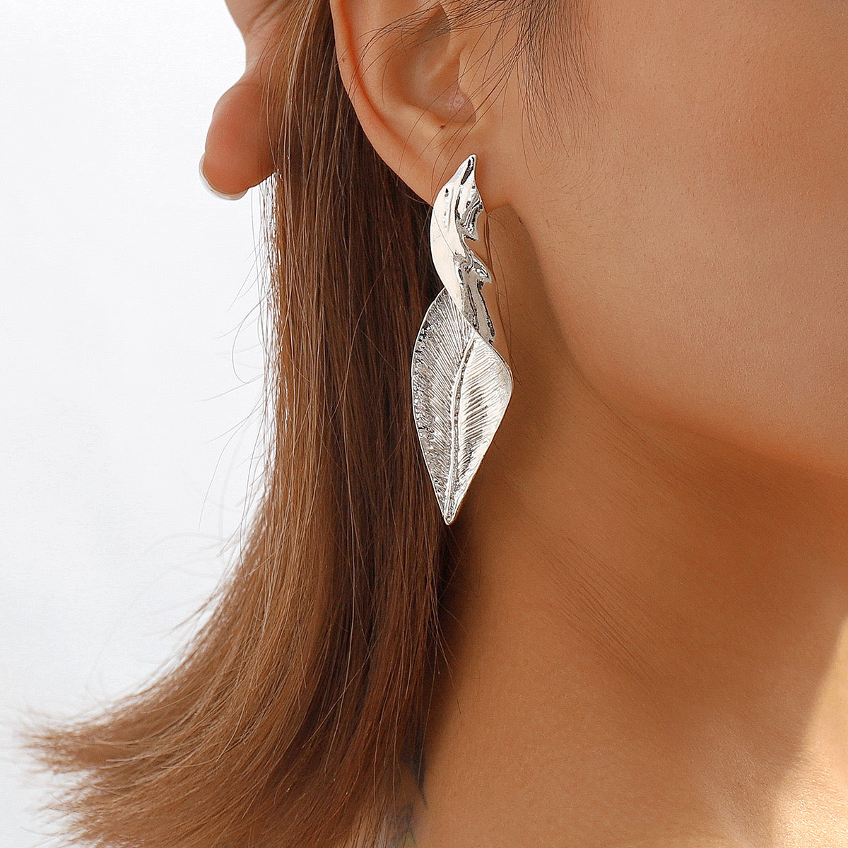 Twisted Leaves Silver Drop Earrings