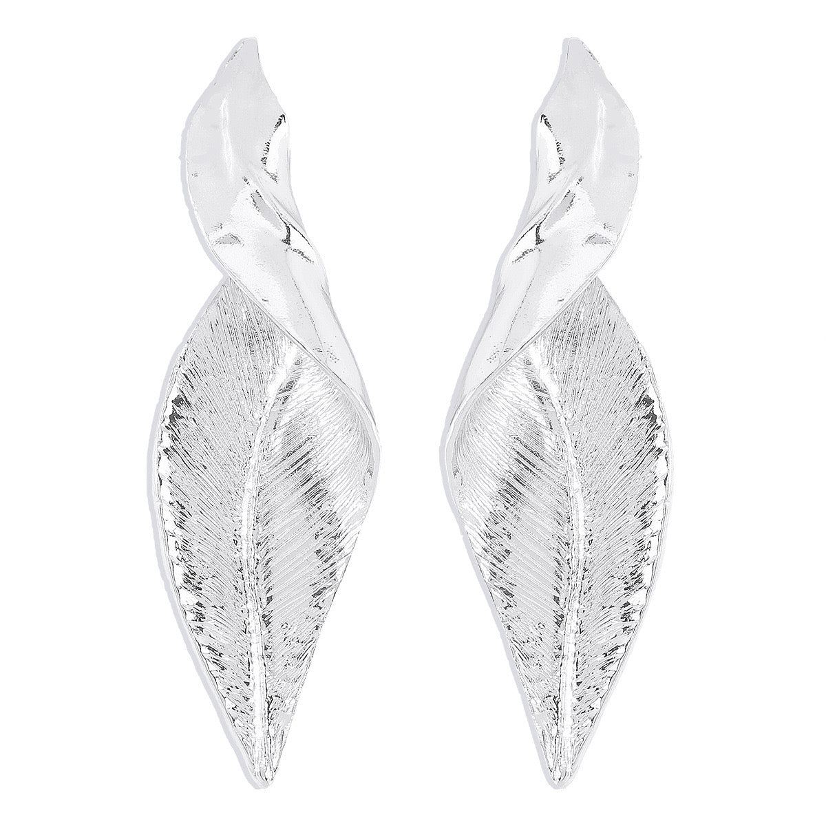 Twisted Leaves Silver Drop Earrings