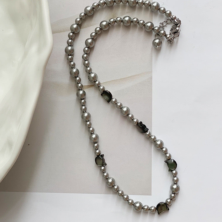 Grey Pearl Beaded Necklace