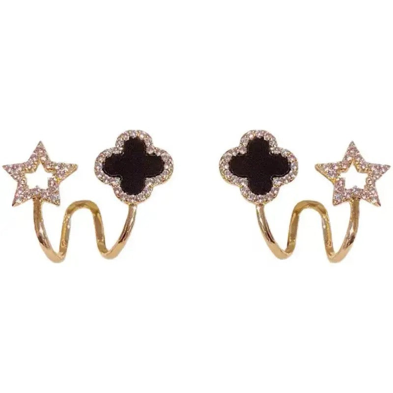 Zirconia gold wavy huggie earrings